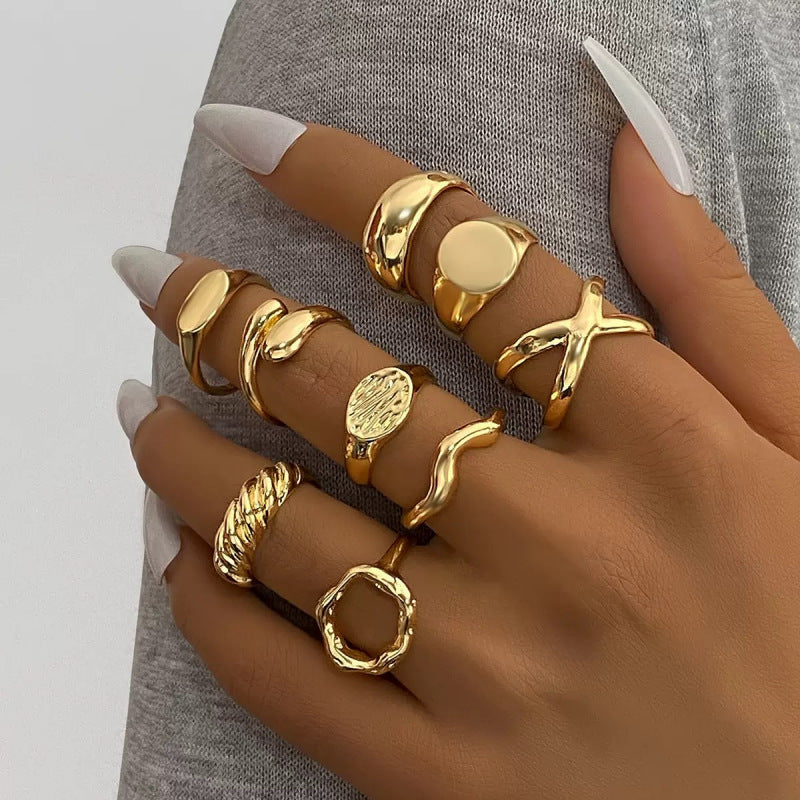 The Geometric Ring Set | Diamond Accent Metal Rings