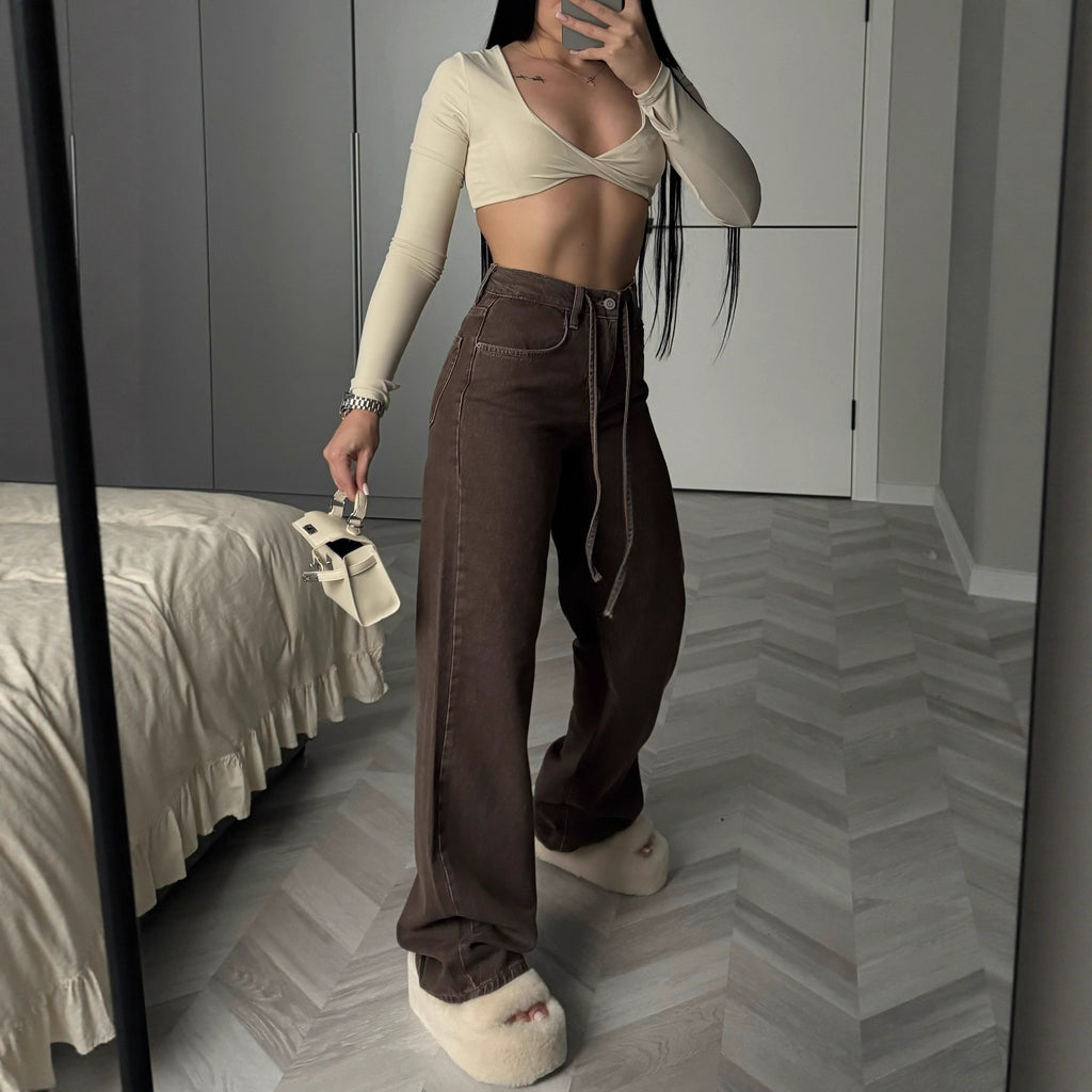 Women's High-Waist Wide-Leg Denim Pants | KOVA