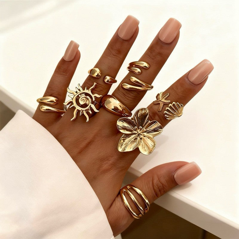 The Geometric Ring Set | Diamond Accent Metal Rings