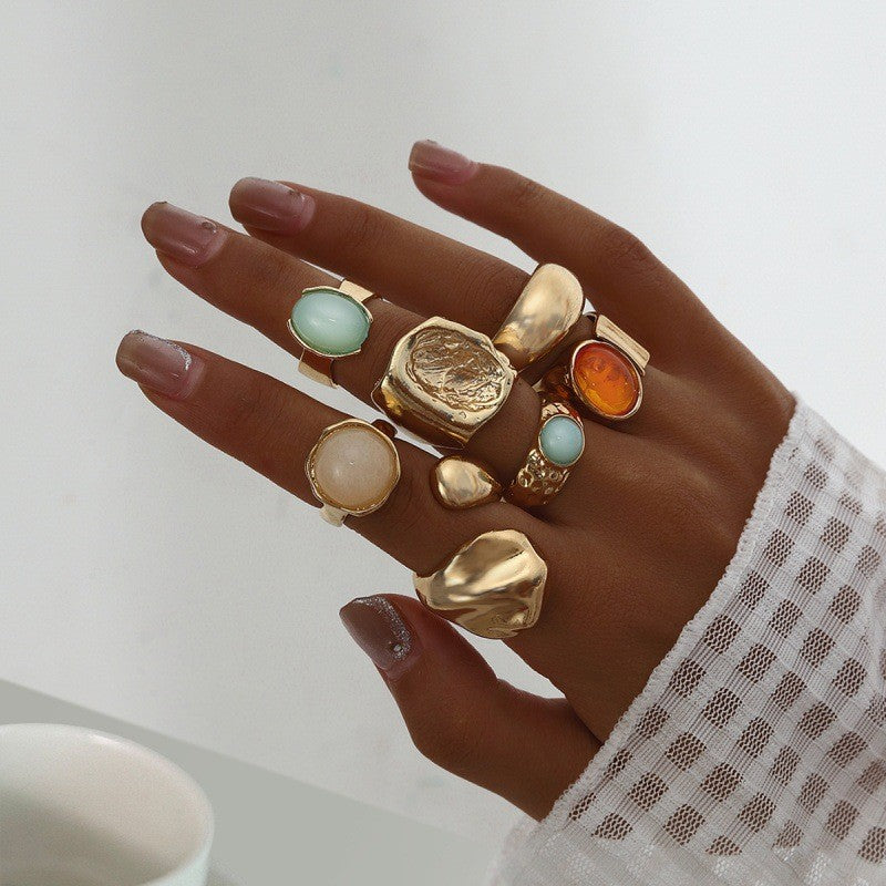 The Geometric Ring Set | Diamond Accent Metal Rings