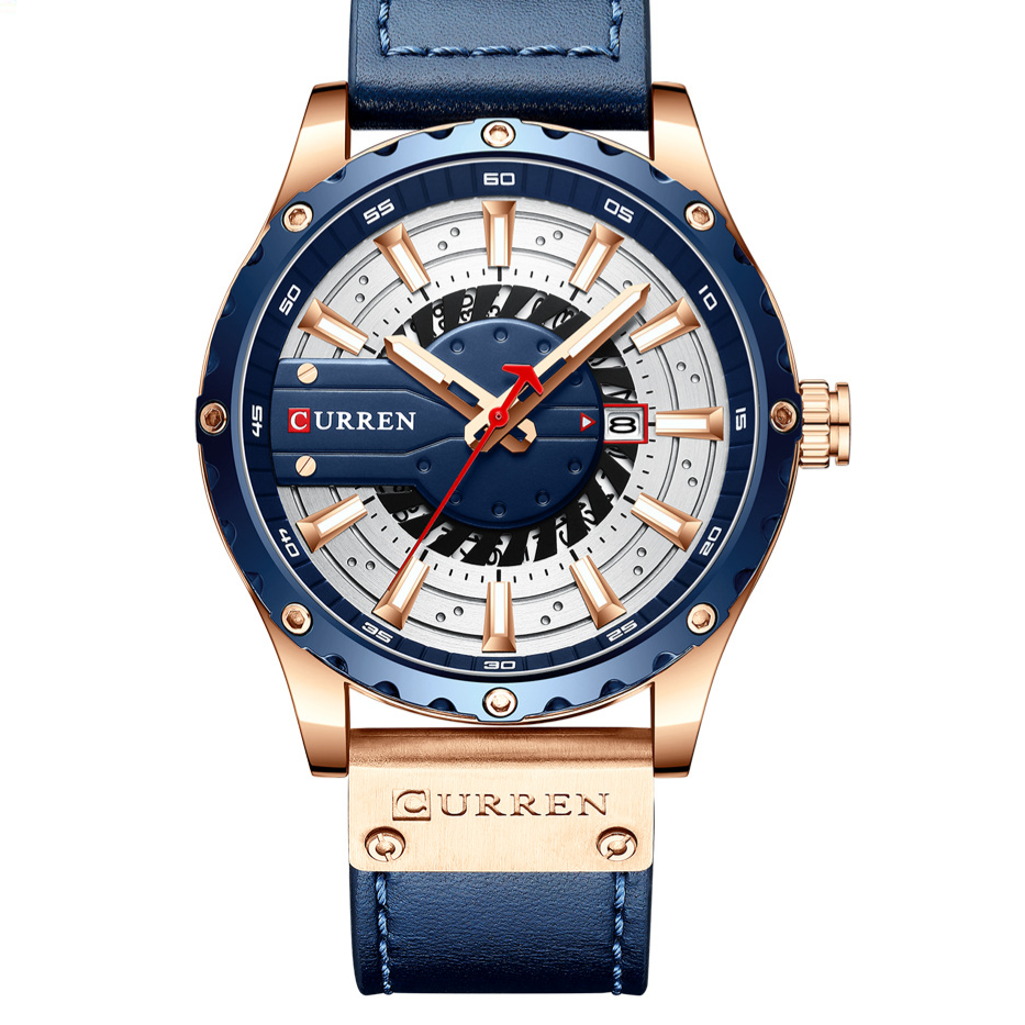 Men's Leather Watch | Waterproof Quartz Watch with Date Display
