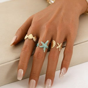 The Geometric Ring Set | Diamond Accent Metal Rings