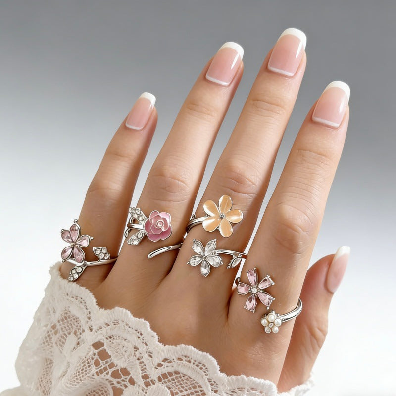 The Geometric Ring Set | Diamond Accent Metal Rings