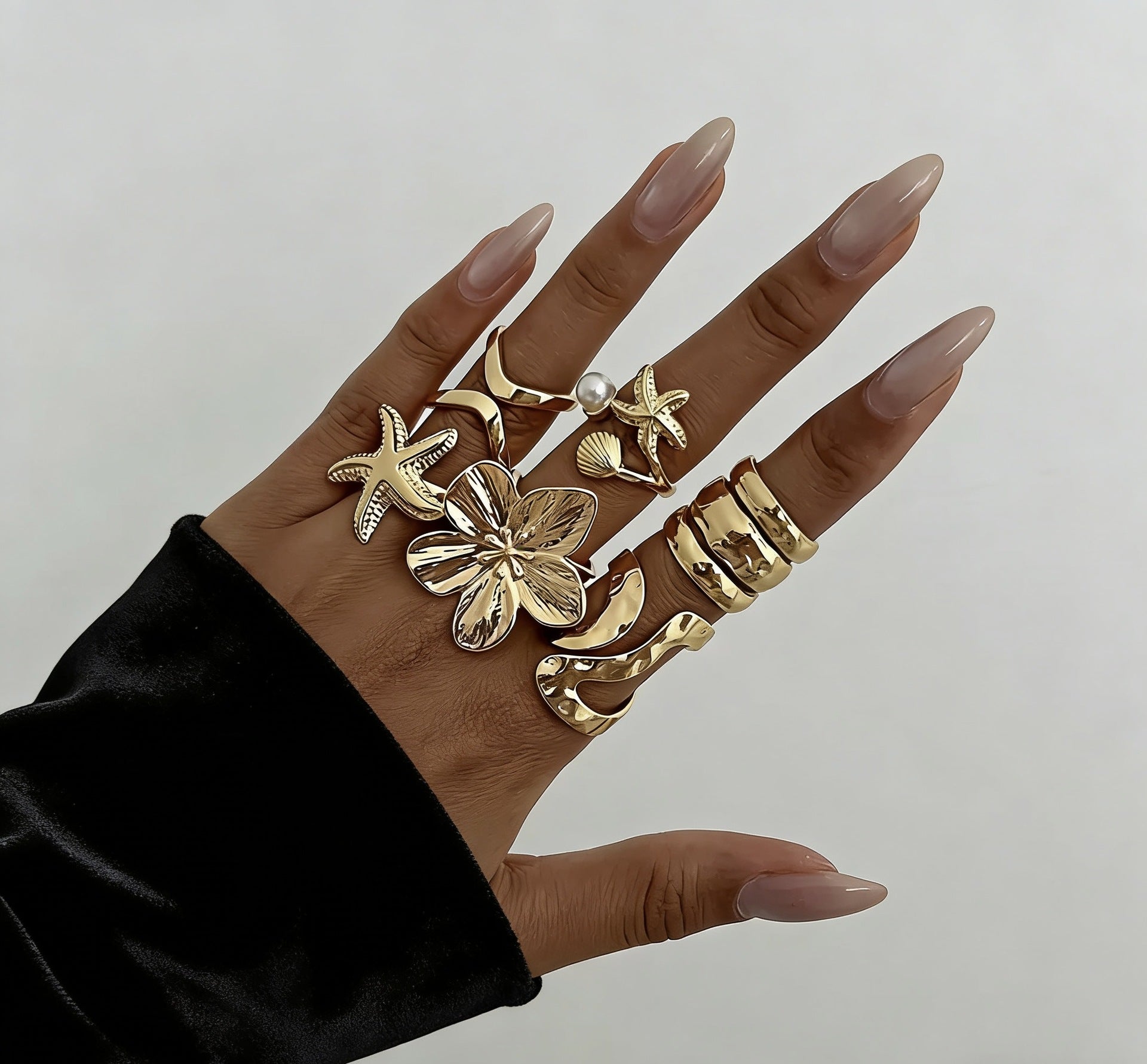 The Geometric Ring Set | Diamond Accent Metal Rings