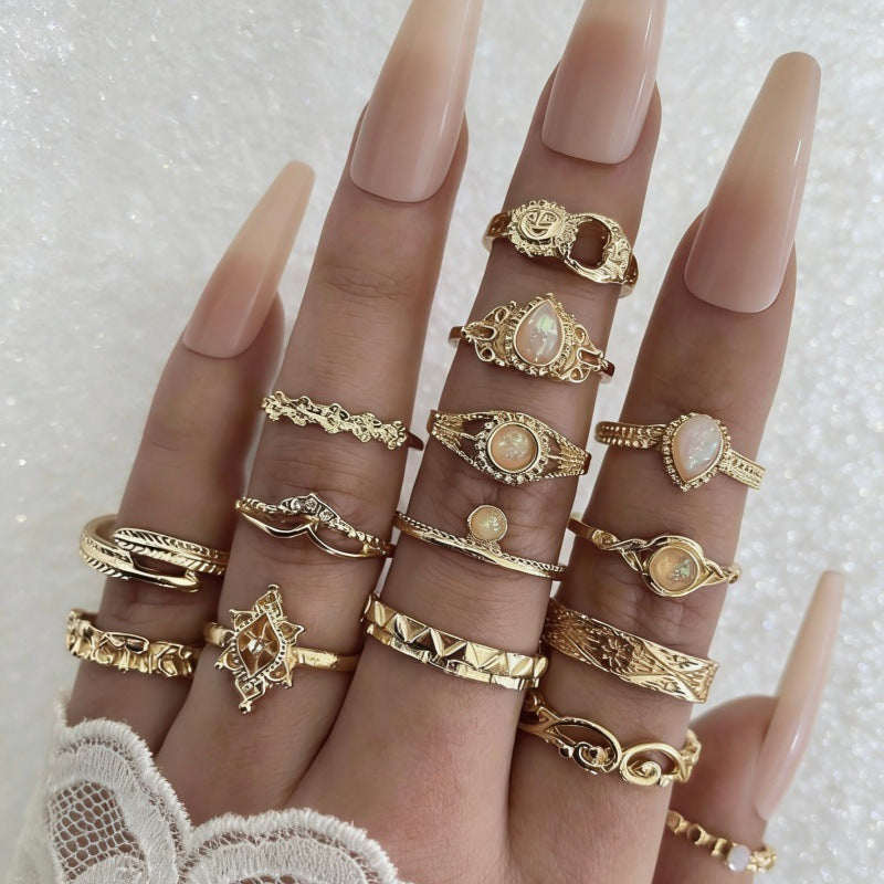 The Geometric Ring Set | Diamond Accent Metal Rings