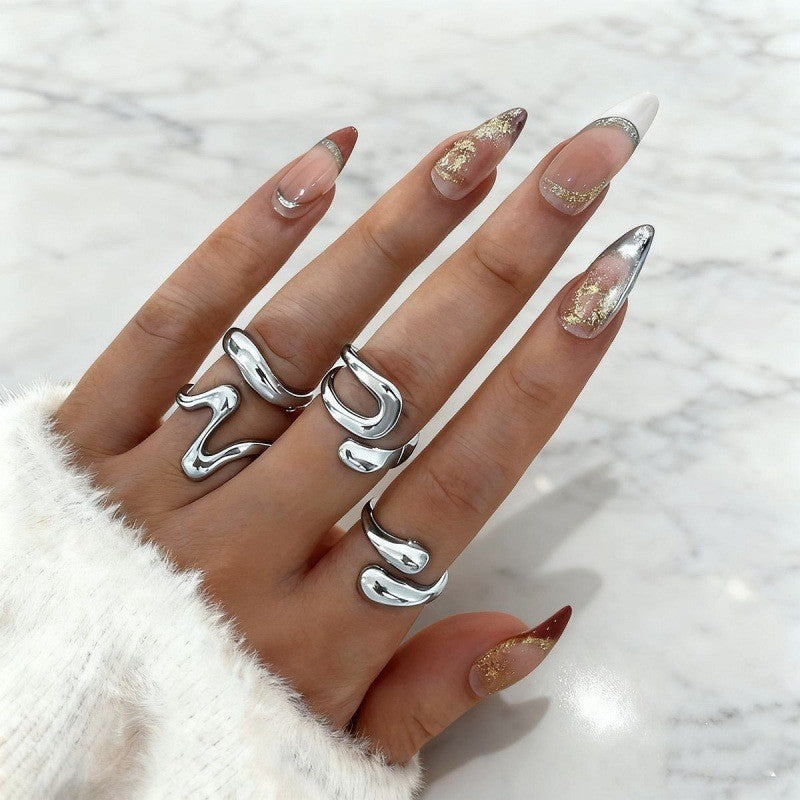 The Geometric Ring Set | Diamond Accent Metal Rings