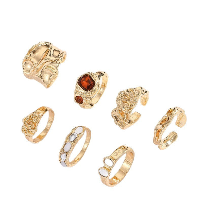 The Geometric Ring Set | Diamond Accent Metal Rings