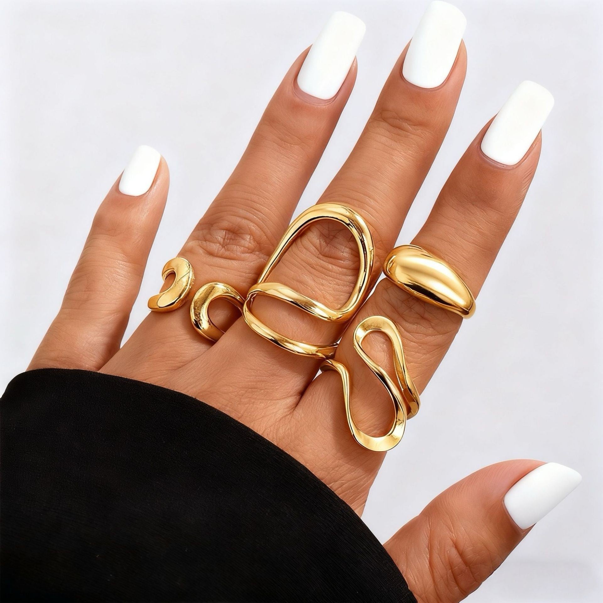 The Geometric Ring Set | Diamond Accent Metal Rings