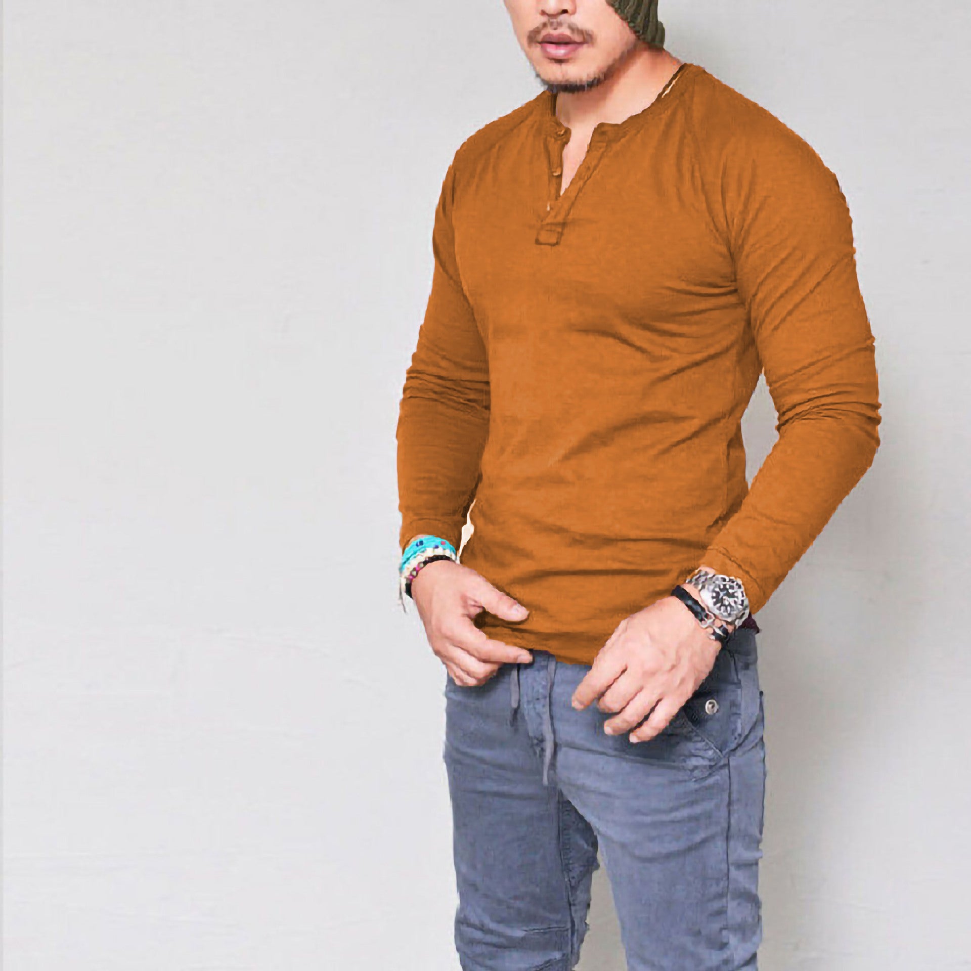 Men's Long Sleeve Cotton T-Shirt | Crew Neck | KOVA