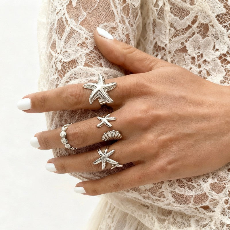 The Geometric Ring Set | Diamond Accent Metal Rings