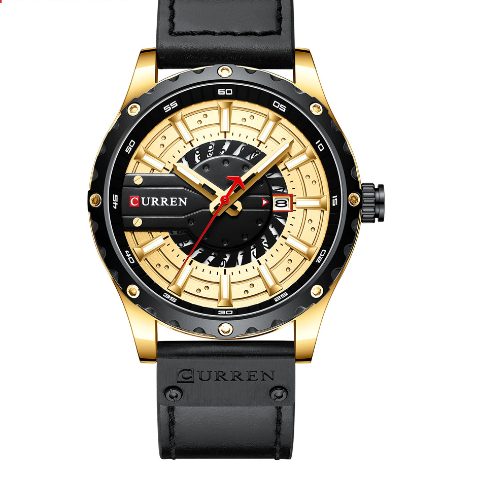 Men's Leather Watch | Waterproof Quartz Watch with Date Display