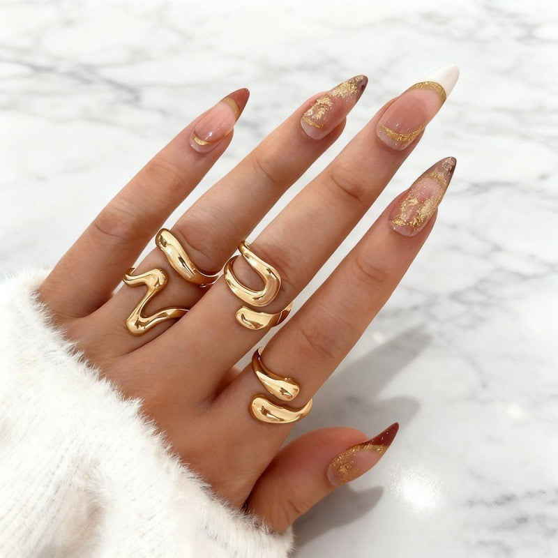 The Geometric Ring Set | Diamond Accent Metal Rings