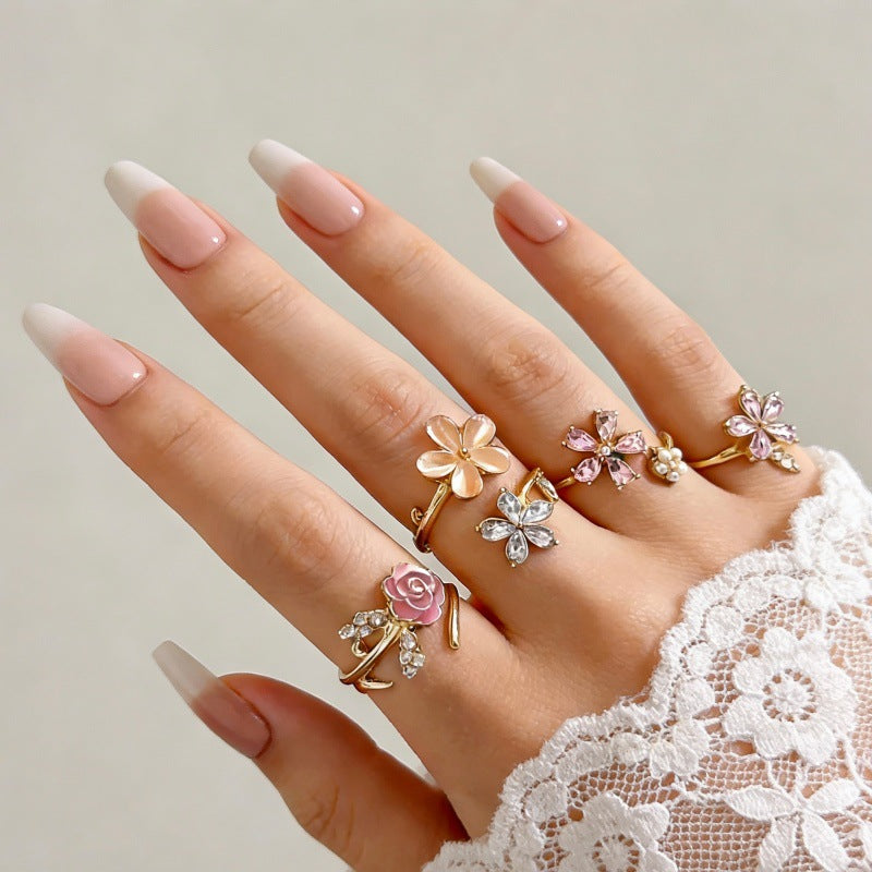 The Geometric Ring Set | Diamond Accent Metal Rings