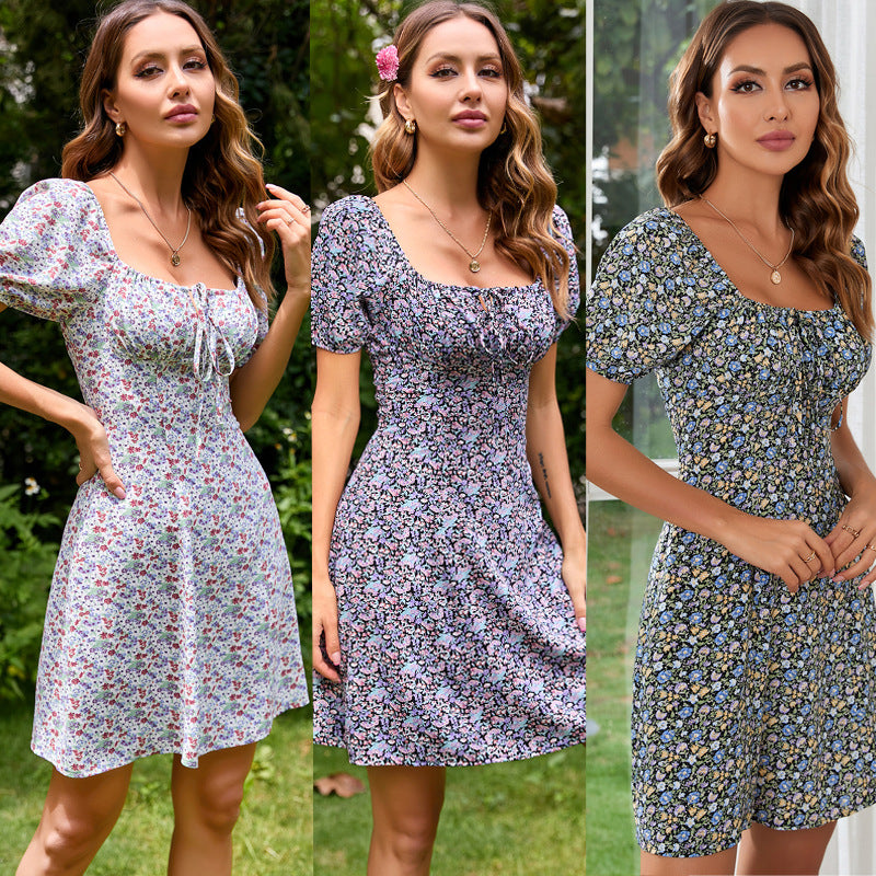 Women's Floral Print Square Neck Dress | KOVA